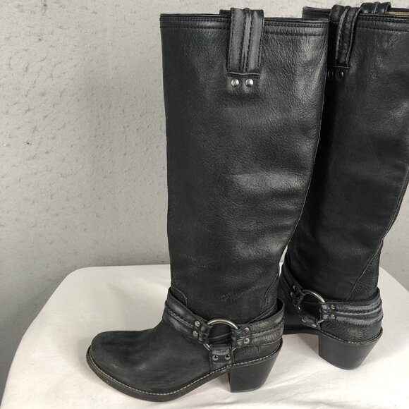 Frye Boots Womens 6.5 Black Western Harness Cowboy Ranch Rodeo NEW - Picture 11 of 16